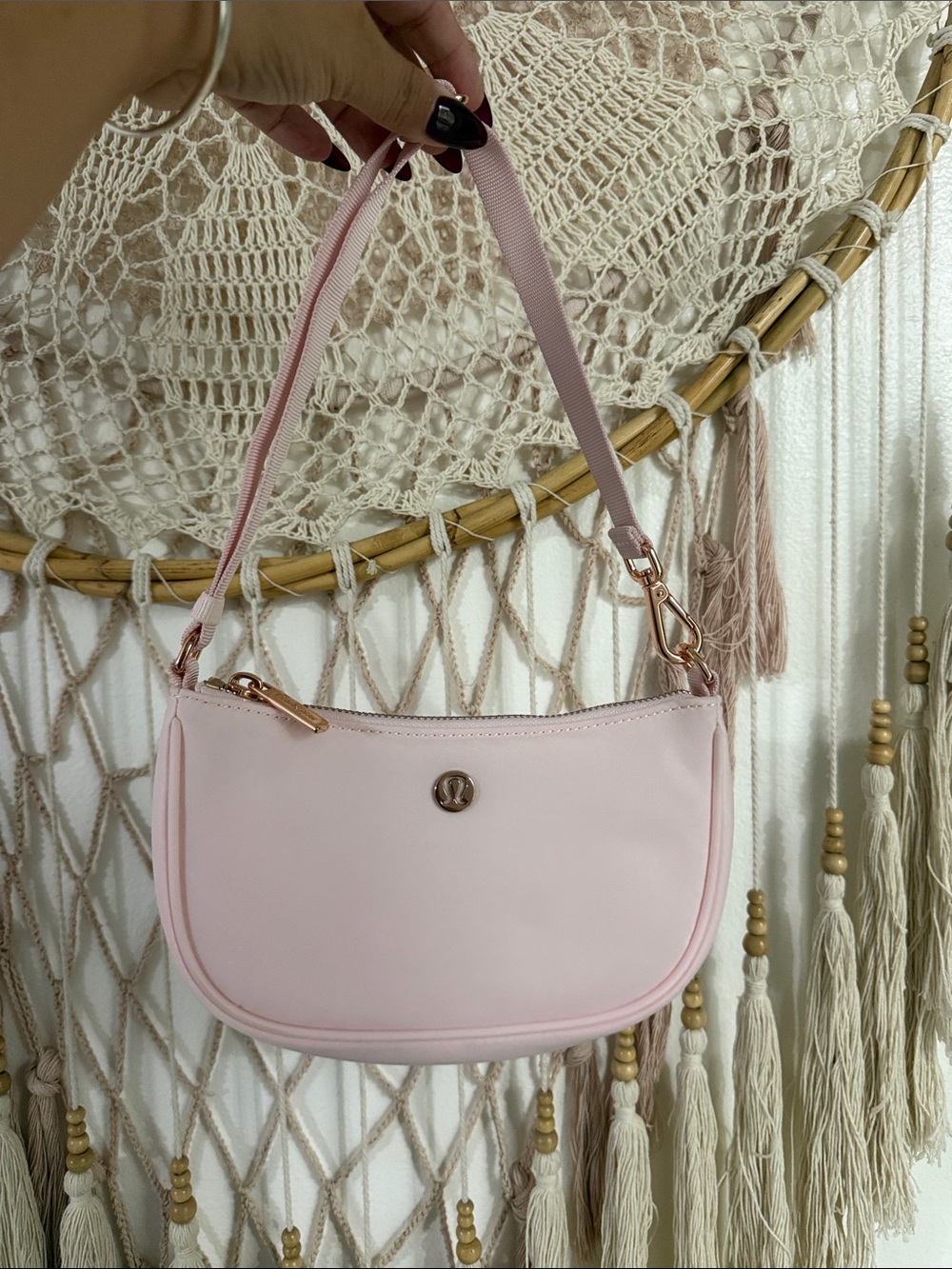 lululemon athletica Blush Pink Mini Shoulder Bag with Rose Gold Accent